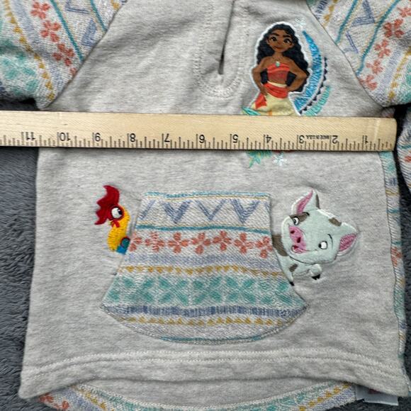Disney Moana Girls Hoodie Size 3 Hei Hei Pua Embroidery Knit Pullover Sweater - Picture 6 of 8